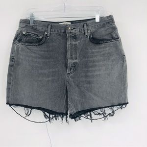 Agolde High Rise Riley Cutoff Denim Shorts in Gray Size 31